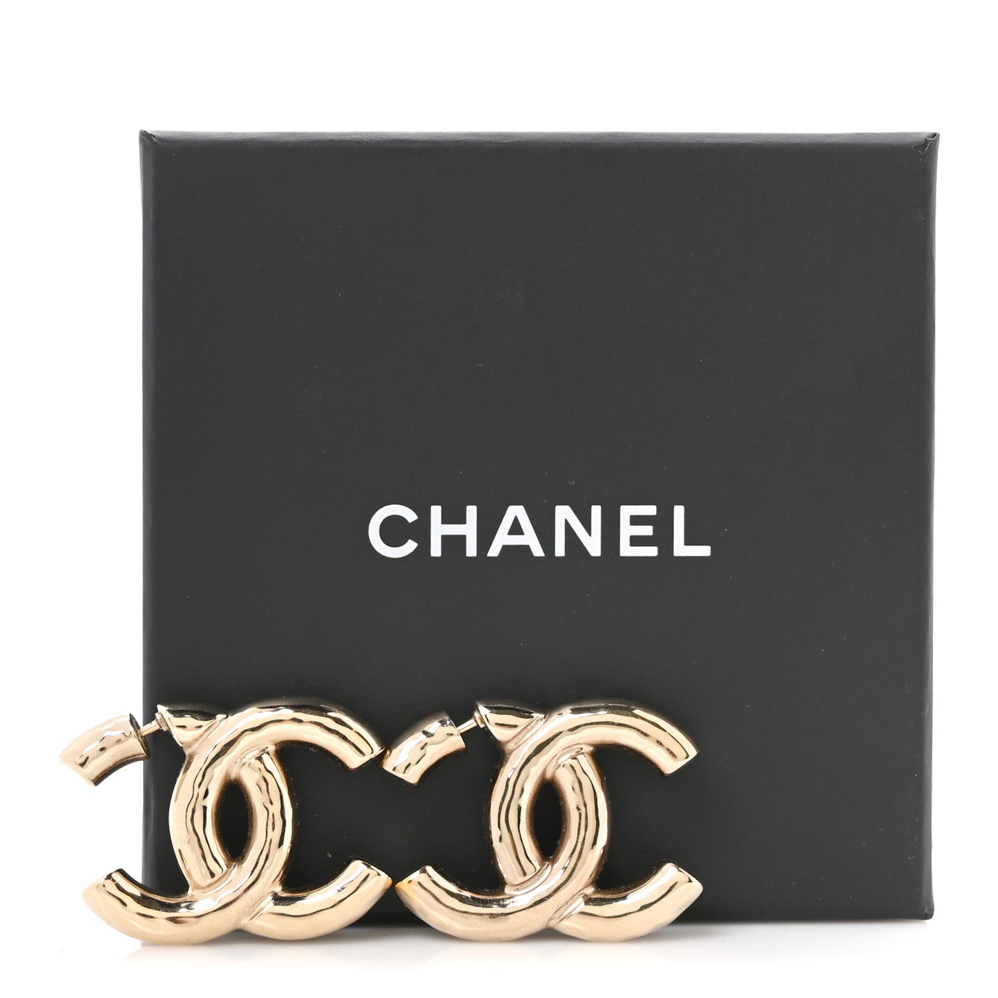 Metal Large CC Earrings Light Gold