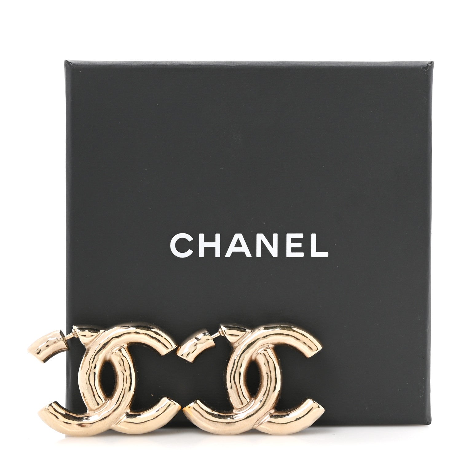 Chanel Metal Large CC Earrings Light Gold 5 of 5