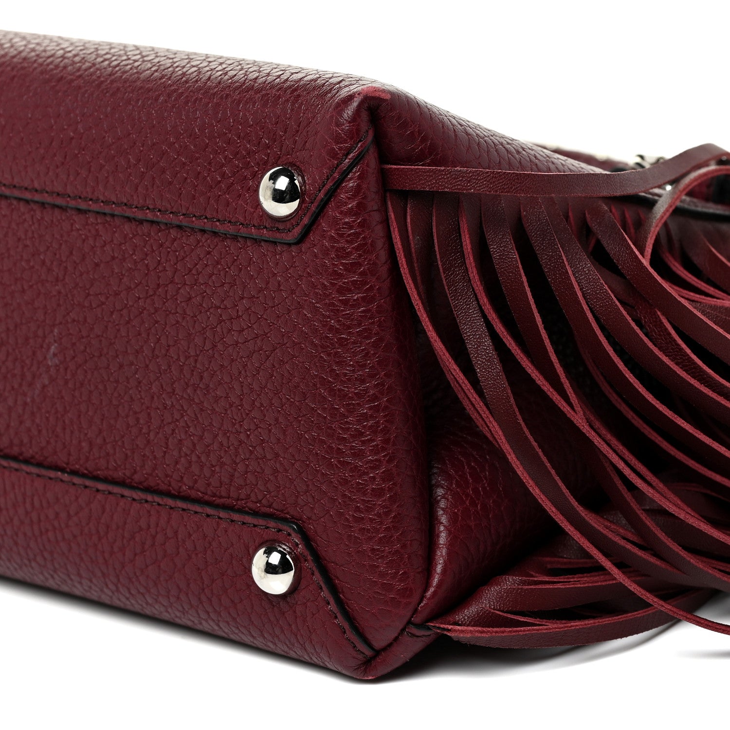Burberry Grainy Calfskin Studded Fringe Baby Banner Tote Damson Magenta 8 of 15