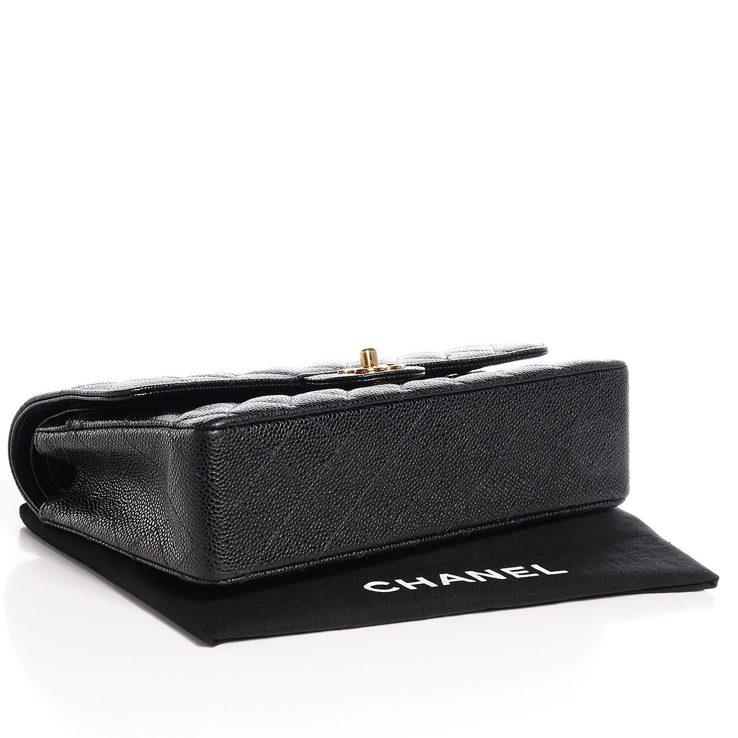 Caviar Quilted Medium Double Flap Black
