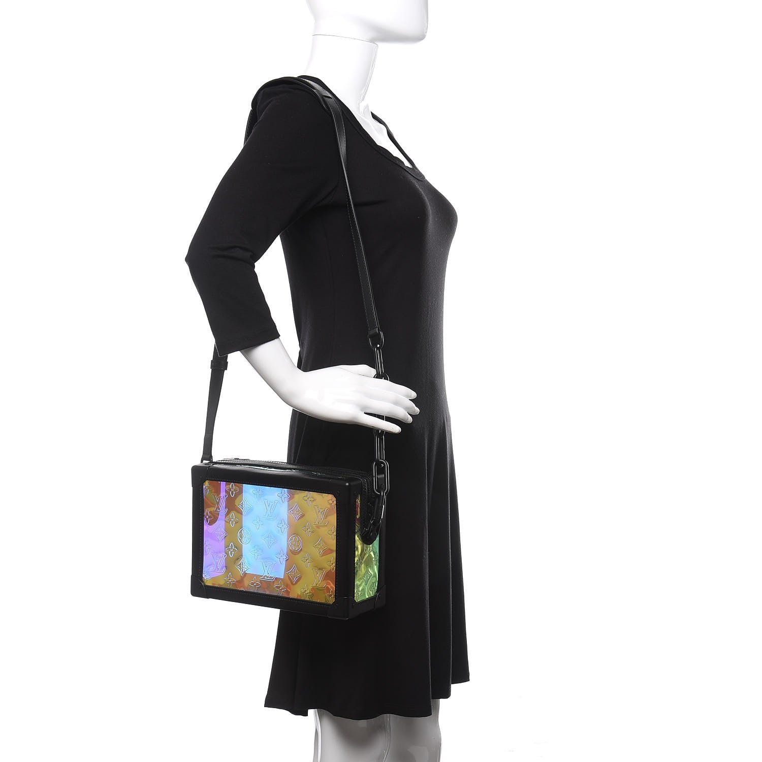 Louis Vuitton Calfskin PVC Monogram Solar Ray Soft Trunk Iridescent Prism Black 2 of 11