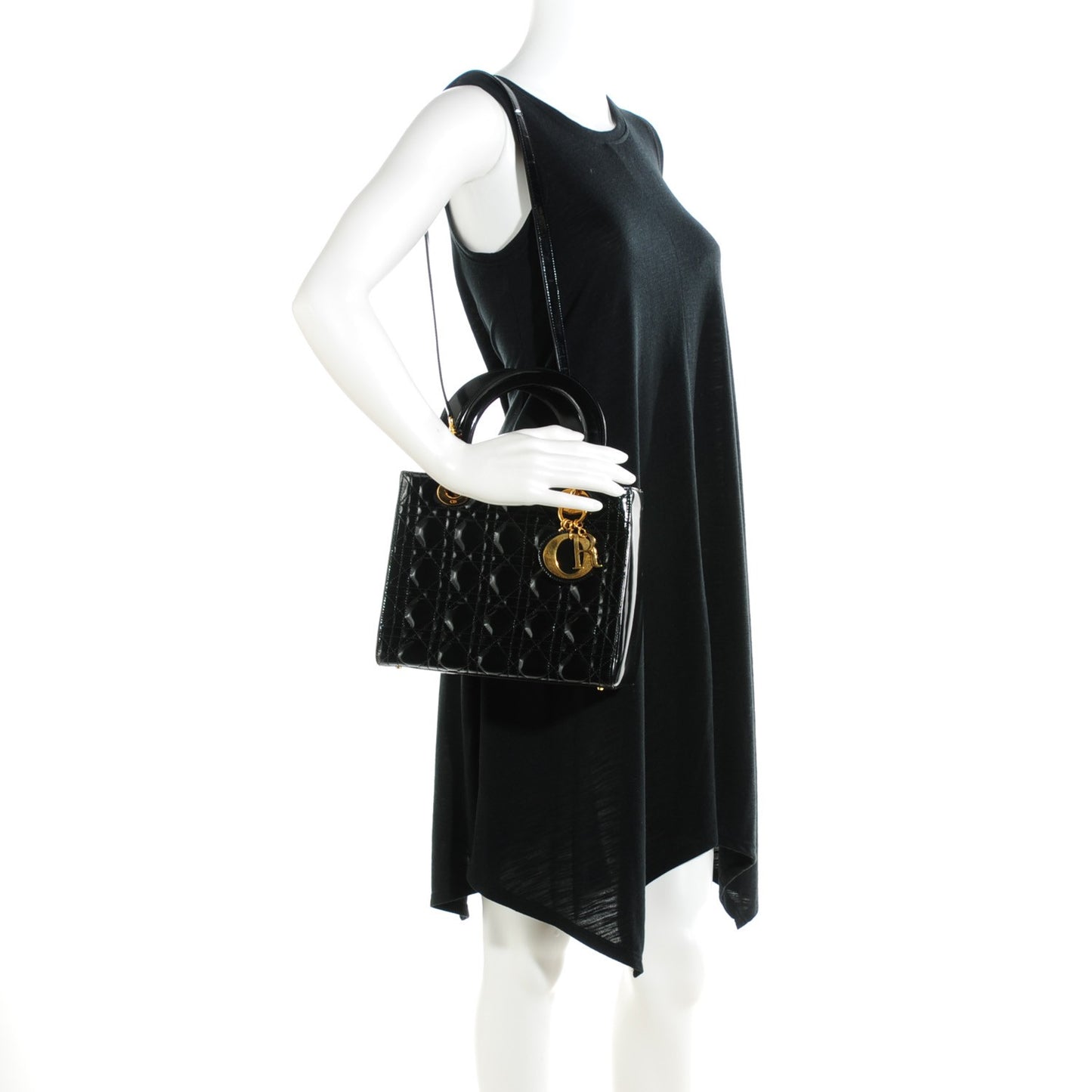 Patent Cannage Medium Lady Dior Black