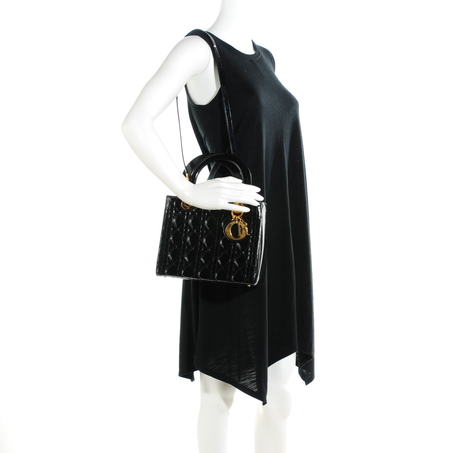Christian Dior Patent Cannage Medium Lady Dior Black 2 of 8