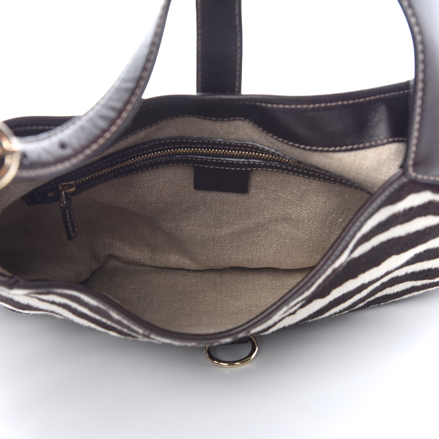 Gucci Calf Hair Zebra Print Medium Jackie O Bouvier Hobo Brown 5 of 8