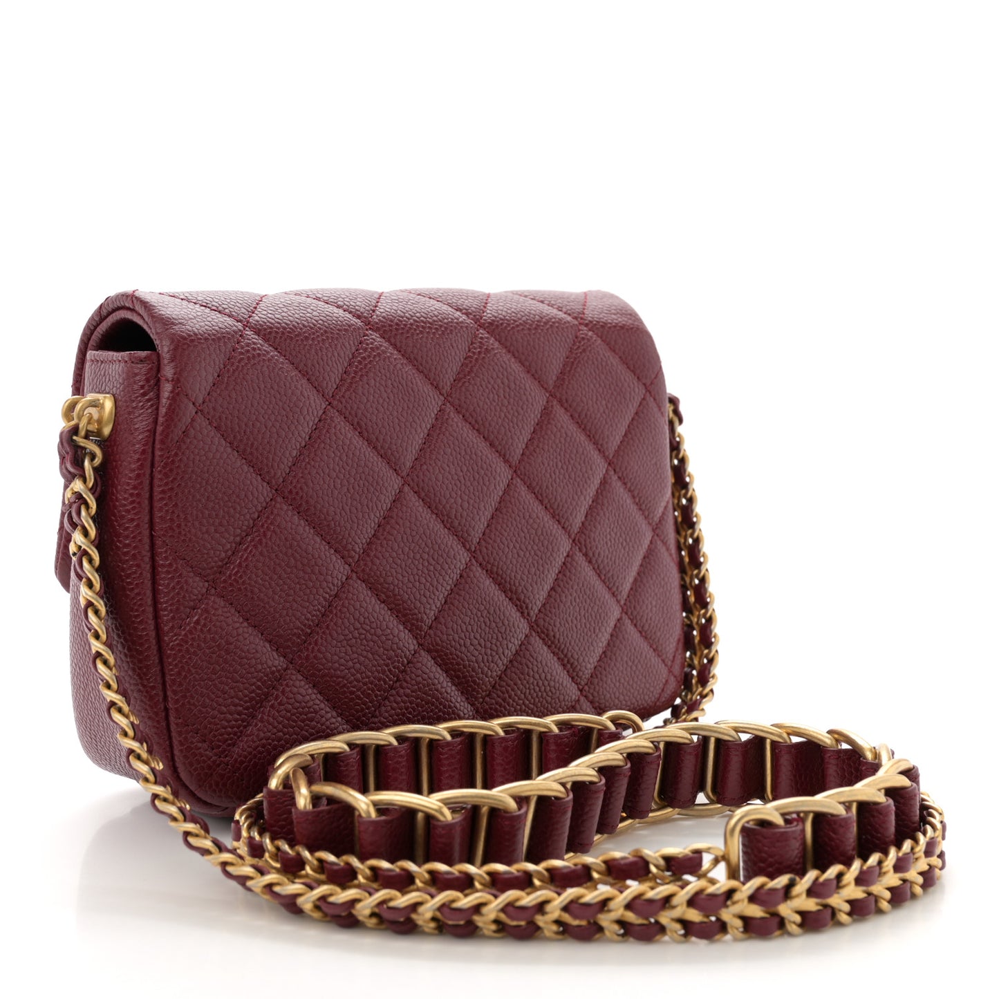 Caviar Quilted Mini Chain Soul Flap Burgundy