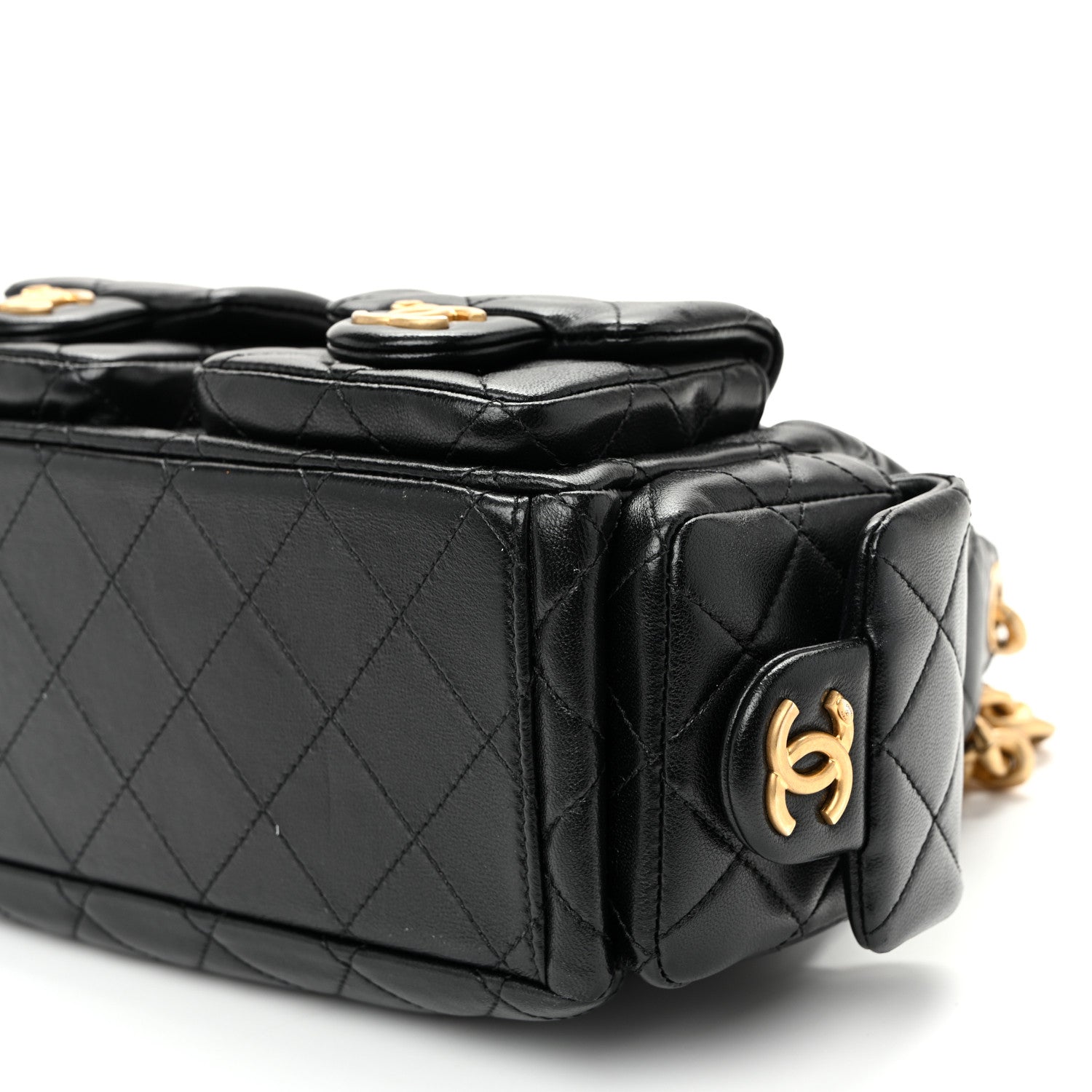 Chanel Shiny Lambskin Quilted Trendy Pockets Hobo Black 10 of 10