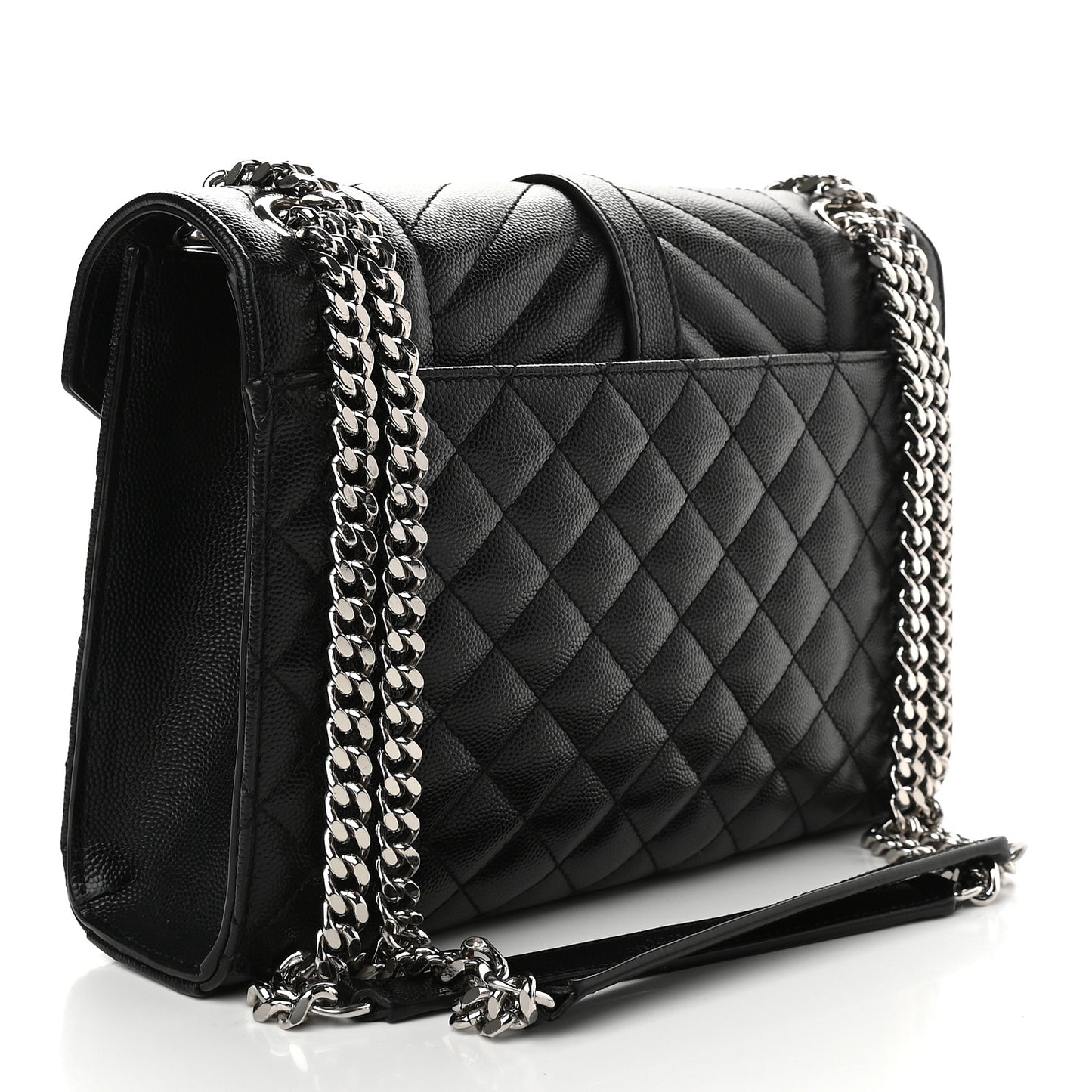 Grain De Poudre Textured Mixed Matelasse Triquilt Medium Monogram Satchel Black