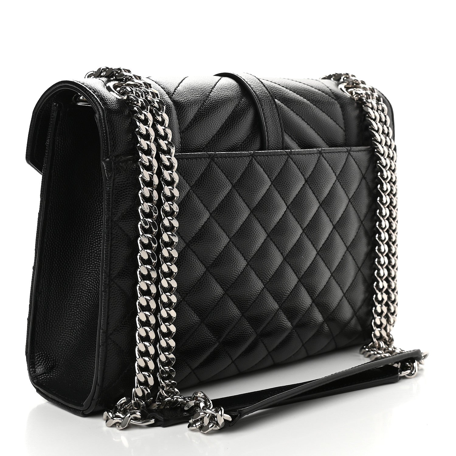 Saint Laurent Grain De Poudre Textured Mixed Matelasse Triquilt Medium Monogram Satchel Black 3 of 8