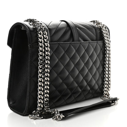 Saint Laurent Grain De Poudre Textured Mixed Matelasse Triquilt Medium Monogram Satchel Black 3 of 8