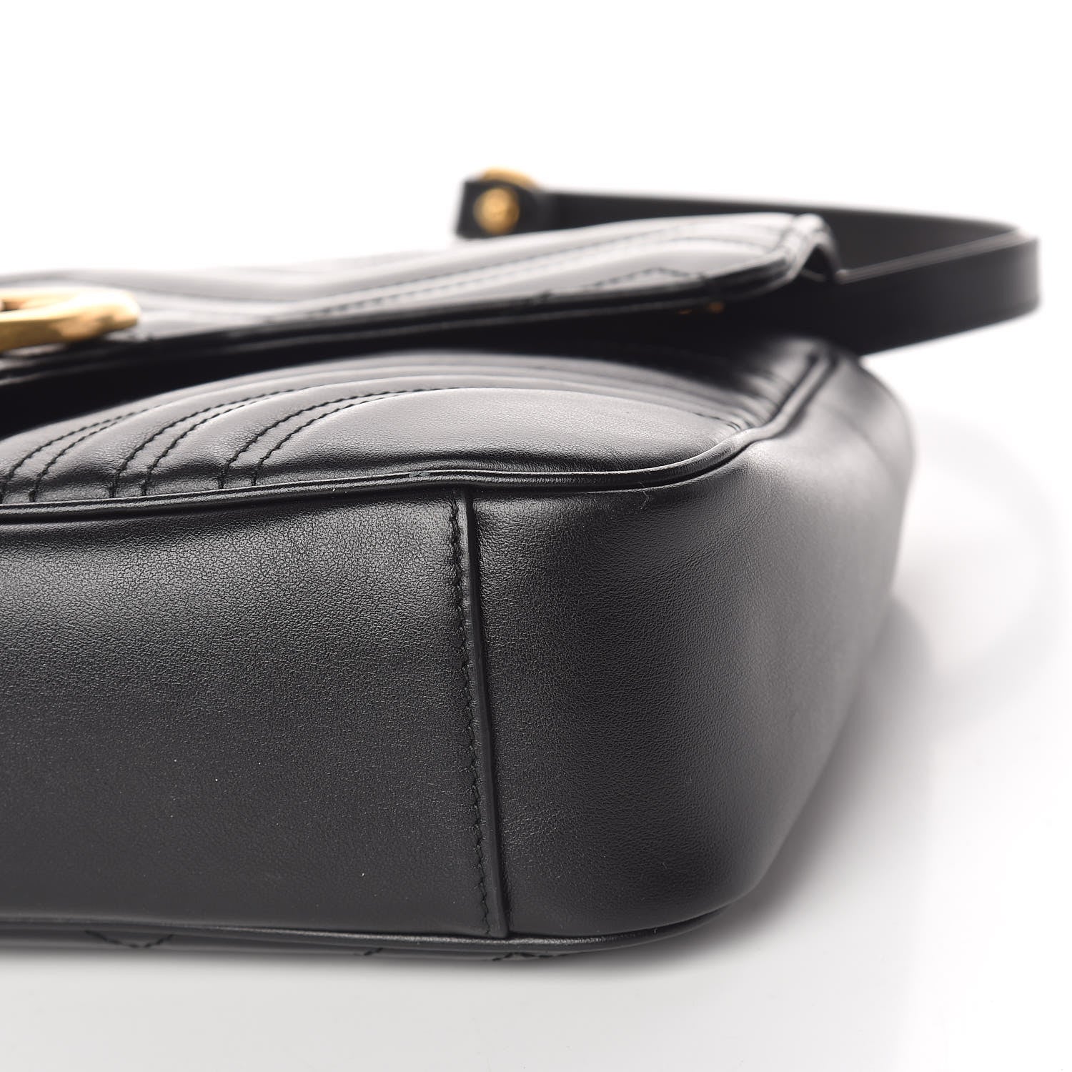 Gucci Calfskin Matelasse Medium GG Marmont Shoulder Bag Black 7 of 11