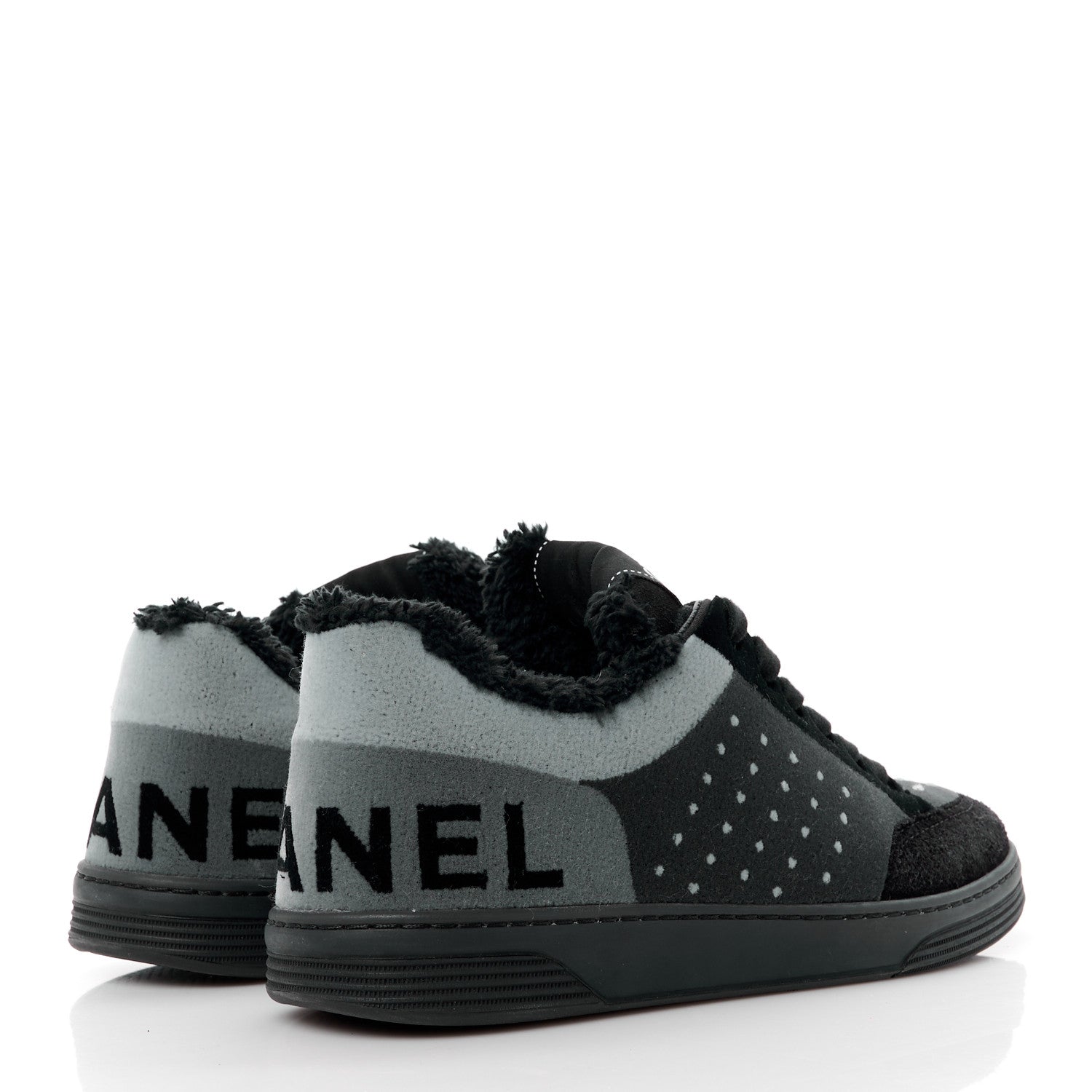 Chanel Fabric Suede Calfskin Logo Sneakers 36.5 Gray 4 of 10