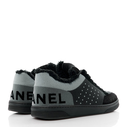 Chanel Fabric Suede Calfskin Logo Sneakers 36.5 Gray 4 of 10