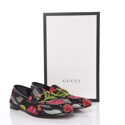 Gucci Floral Jacquard Horsebit Womens Jordaan Loafers 37.5 Multi 15 of 15