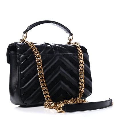 Saint Laurent Calfskin Suede Matelasse Chevron Monogram Medium College Bag Black 2 of 4