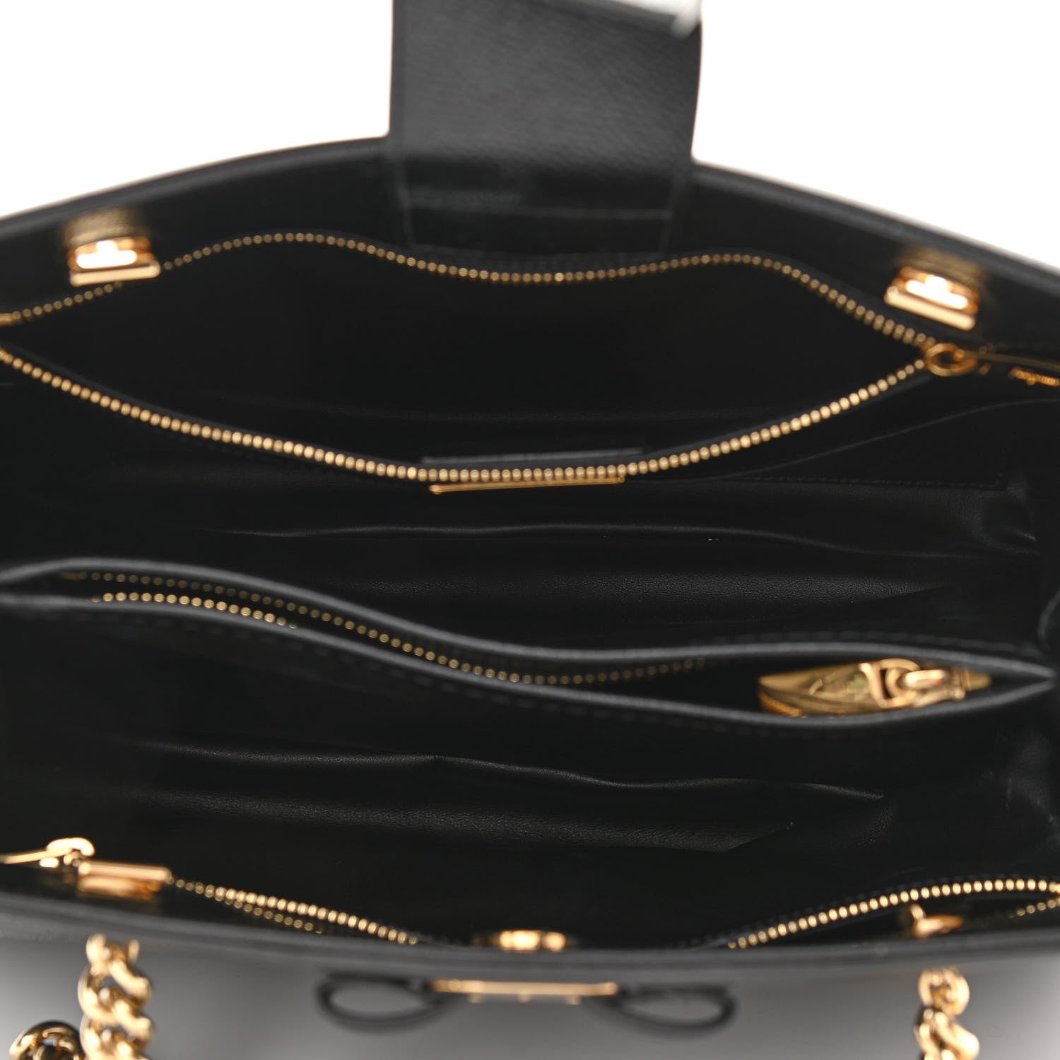 Salvatore Ferragamo Hammered Calfskin Vara Bow Chain Tote Black 5 of 11