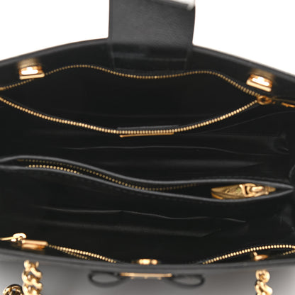 Salvatore Ferragamo Hammered Calfskin Vara Bow Chain Tote Black 5 of 11