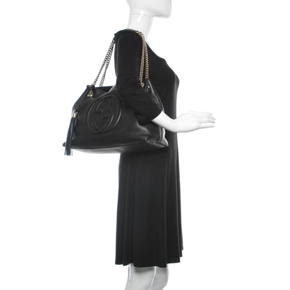 Gucci Pebbled Calfskin Medium Soho Chain Shoulder Bag Black 2 of 10