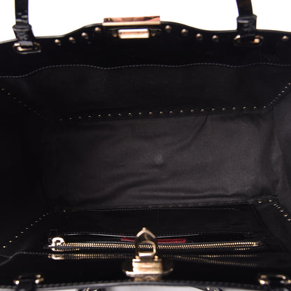 Valentino Garavani Patent Punkouture Medium Rockstud All Over Tote Black 5 of 9