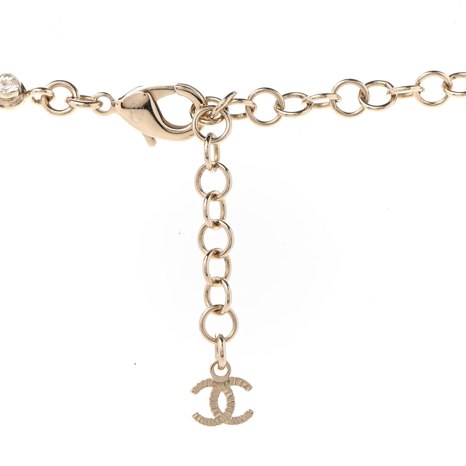 Chanel Crystal CC Chain Short Necklace Gold 5 of 7