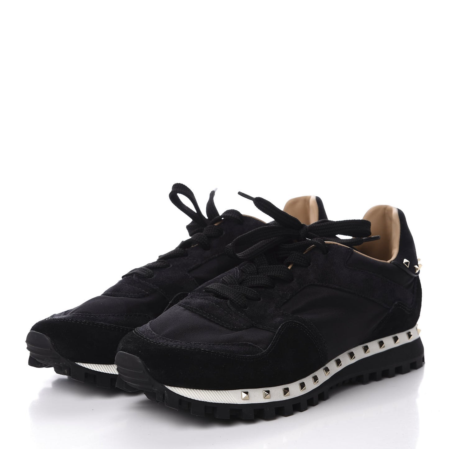 Suede Nylon Camouflage Womens Soul Rockstud Sneakers 38 Black