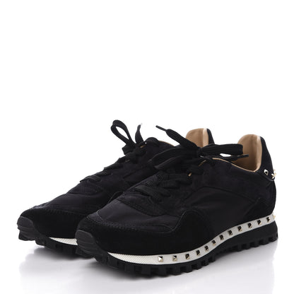 Valentino Garavani Suede Nylon Camouflage Womens Soul Rockstud Sneakers 38 Black 2 of 11
