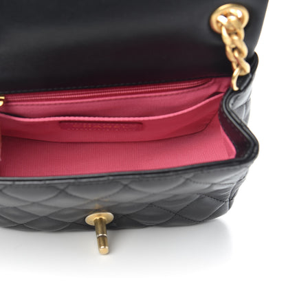 Chanel Lambskin Resin Quilted Mini Pearl Samba Square Flap Black 5 of 11