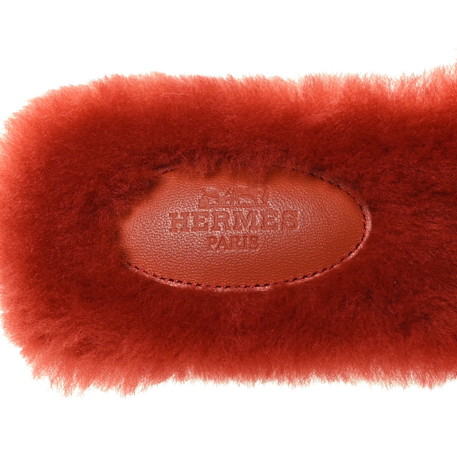 Hermes Woolskin Oran Sandals 37.5 Rouge De Turin 7 of 8