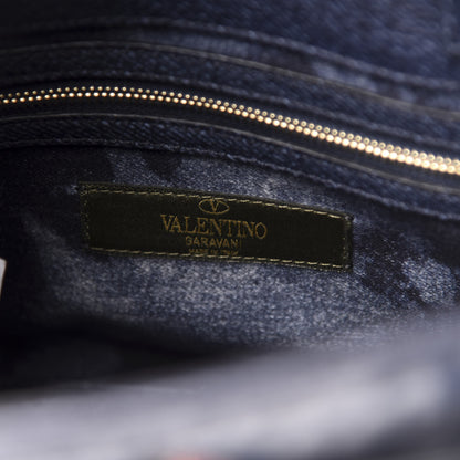Valentino Garavani Denim Butterfly Embroidered Small My Rockstud Frame Bag Blue 6 of 9