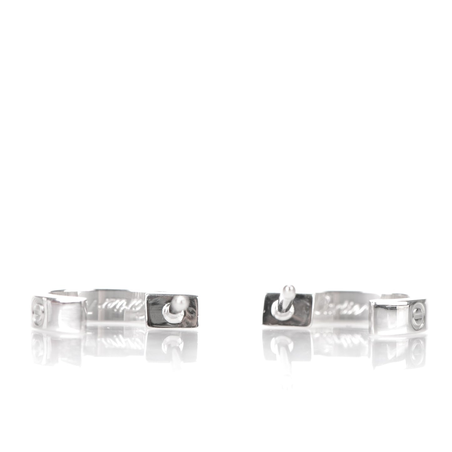 18K White Gold Small LOVE Hoop Earrings