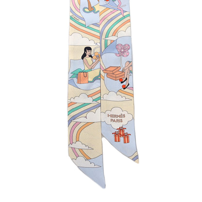 Hermes Silk Carres Volants Twilly Jaune Soufre Ciel Vert Jade 2 of 5