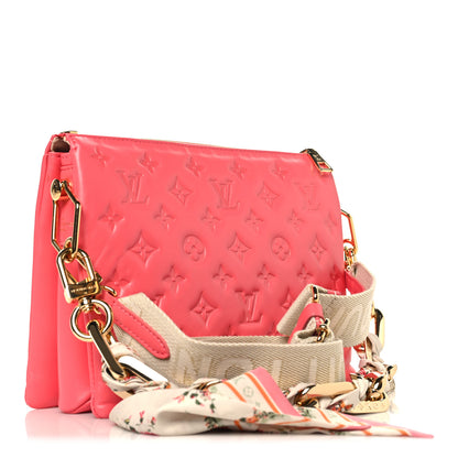 Louis Vuitton Lambskin Embossed Monogram Coussin PM Coral 3 of 13