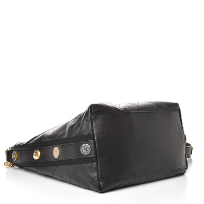Chanel Calfskin Stitched Large Button Up Hobo Black 4 of 10