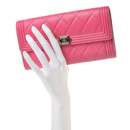 Chanel Lambskin Quilted Boy Flap Wallet Fuchsia 2 of 8