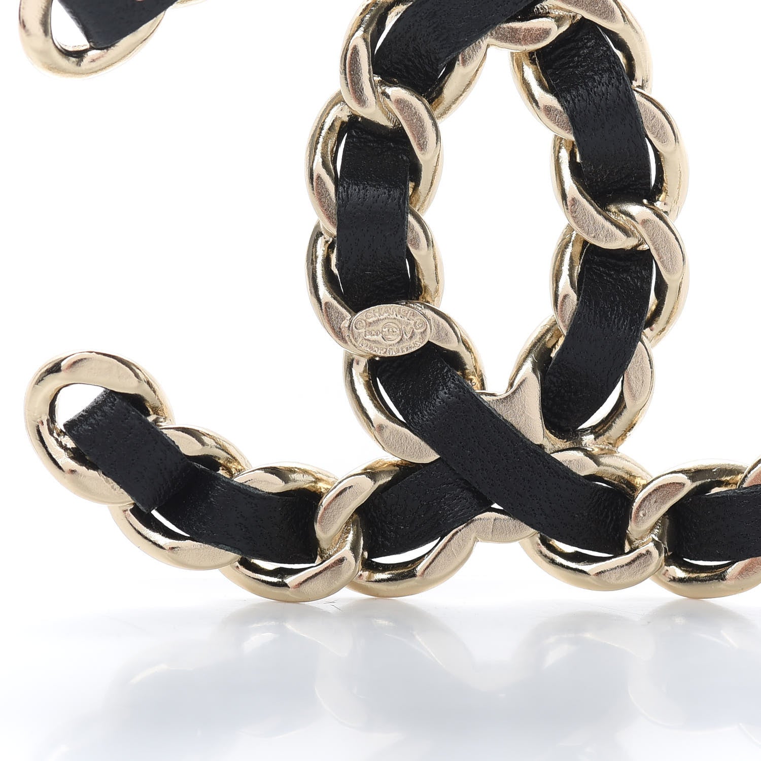 Chanel Lambskin Chain CC Brooch Black Gold 4 of 4
