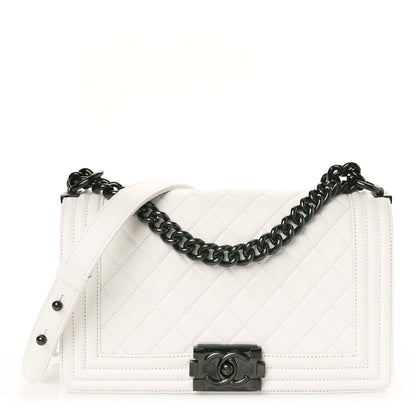 Chanel Calfskin Quilted Medium Boy Flap White 1 of 9