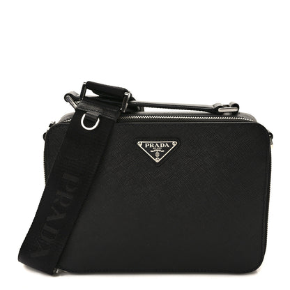 Prada Saffiano Travel Medium Brique Crossbody Bag Black 1 of 11