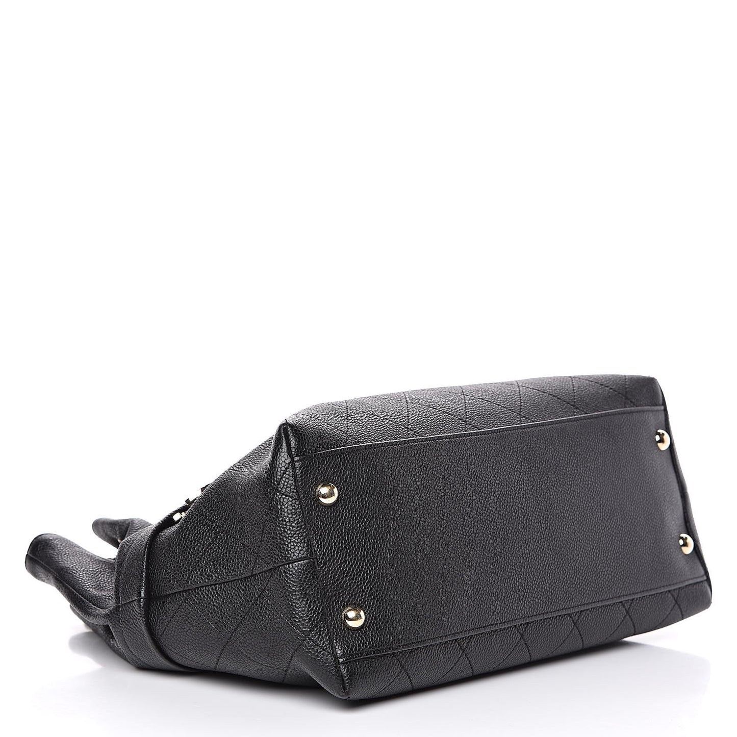 Crumpled Grained Calfskin Zip and Carry Shopping Tote Black