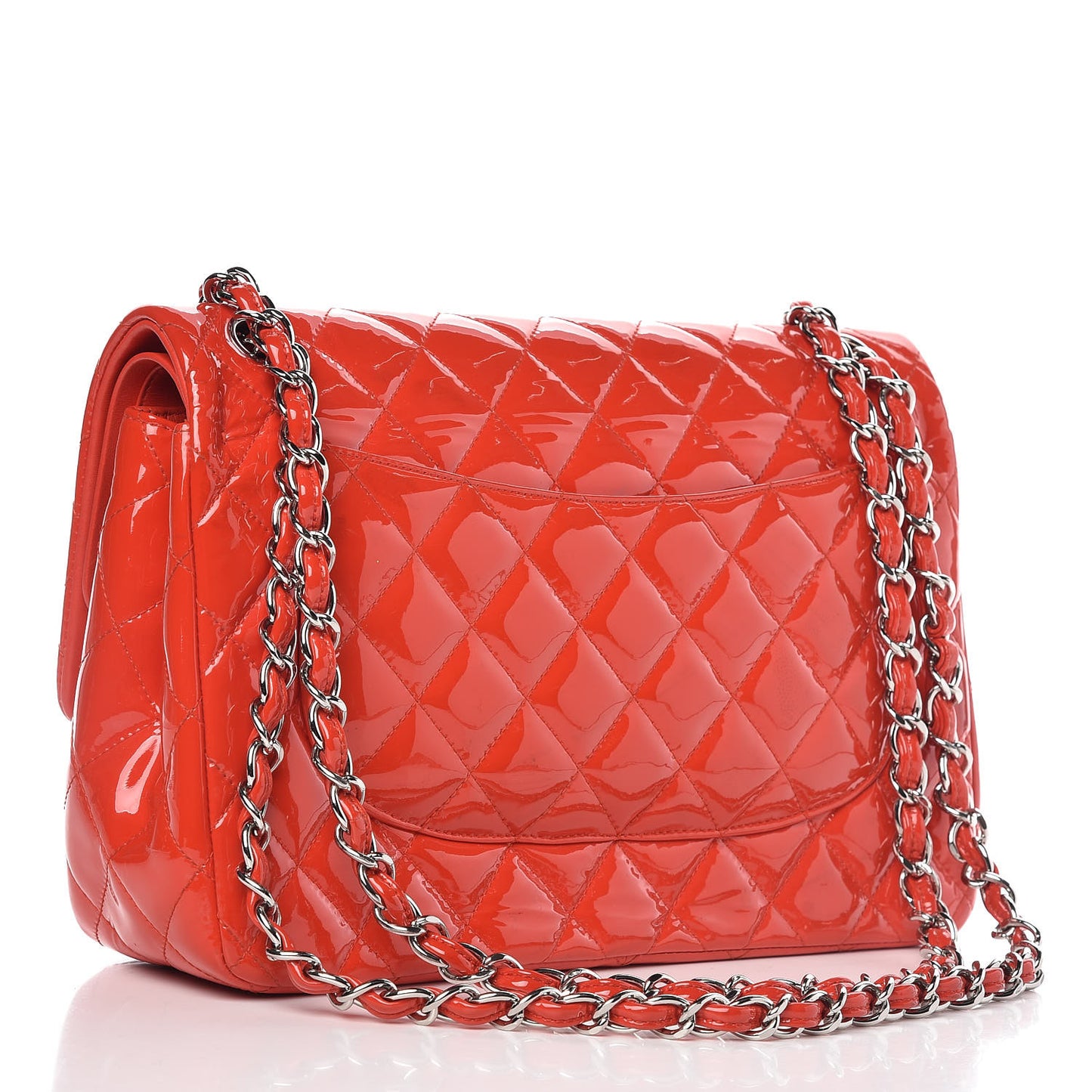 Patent Quilted Jumbo Double Flap Dark Red