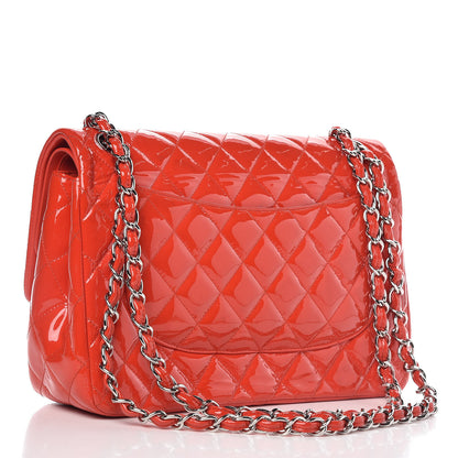 Chanel Patent Quilted Jumbo Double Flap Dark Red 3 of 14