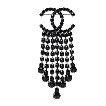 Chanel Crystal Fringe CC Brooch Black 1 of 5