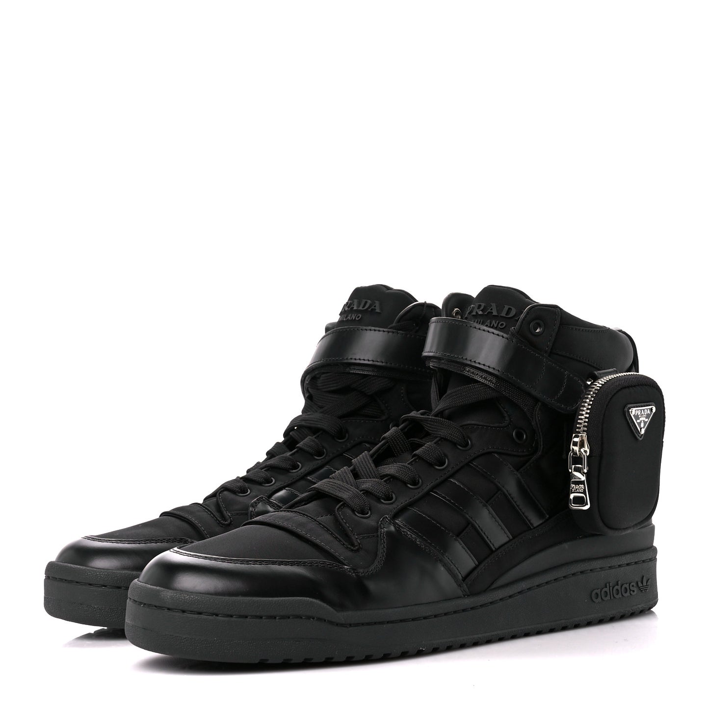 X ADIDAS Re-Nylon Gabardine Metal Triangle Logo Mens Wheel Pouch Pocket High Top Sneakers 12.5 Black