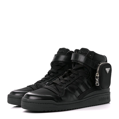 Prada X ADIDAS Re-Nylon Gabardine Metal Triangle Logo Mens Wheel Pouch Pocket High Top Sneakers 12.5 Black 3 of 8