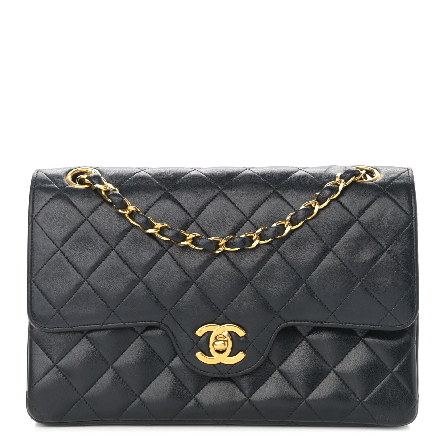 Lambskin Quilted Small Double Flap Black