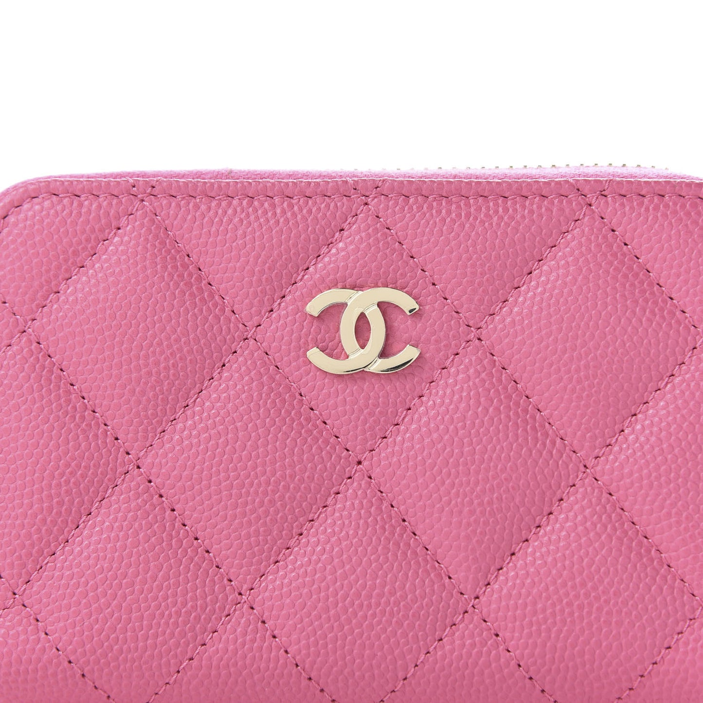 Caviar Quilted Zip Coin Purse Pink