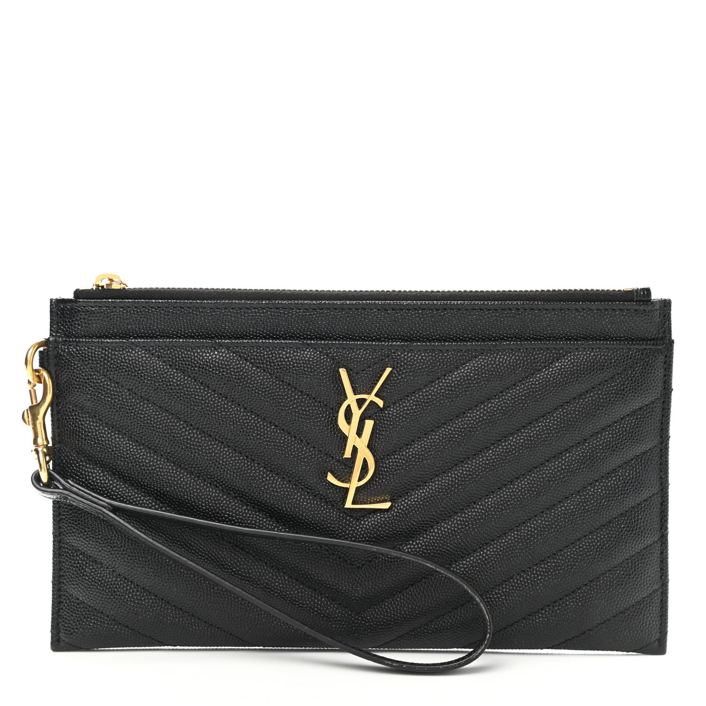 Grain De Poudre Chevron Monogram Large Bill Pouch Black