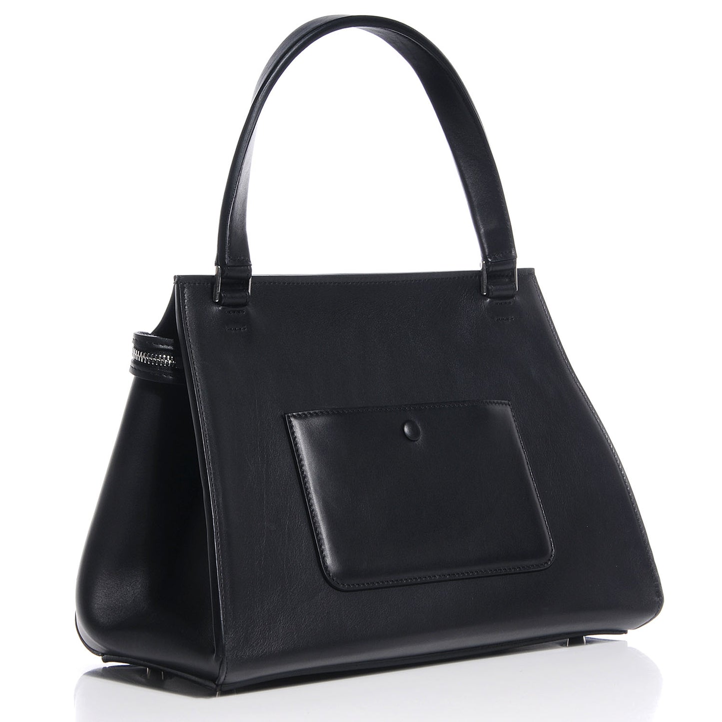 Textured Calfskin Small Bi-Color Edge Shoulder Bag Black Cream