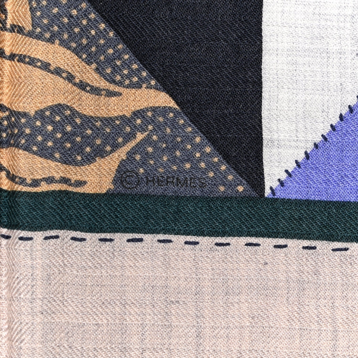 Hermes Cashmere Silk L'Art du Bojagi Shawl 140 Gris Chine Lavande 3 of 6