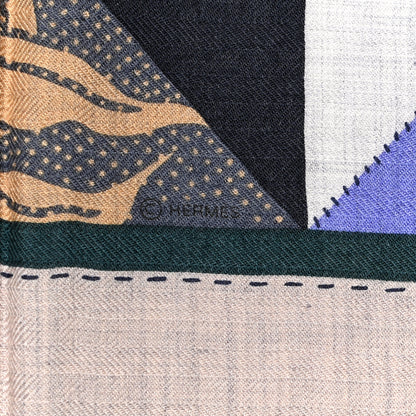 Hermes Cashmere Silk L'Art du Bojagi Shawl 140 Gris Chine Lavande 3 of 6