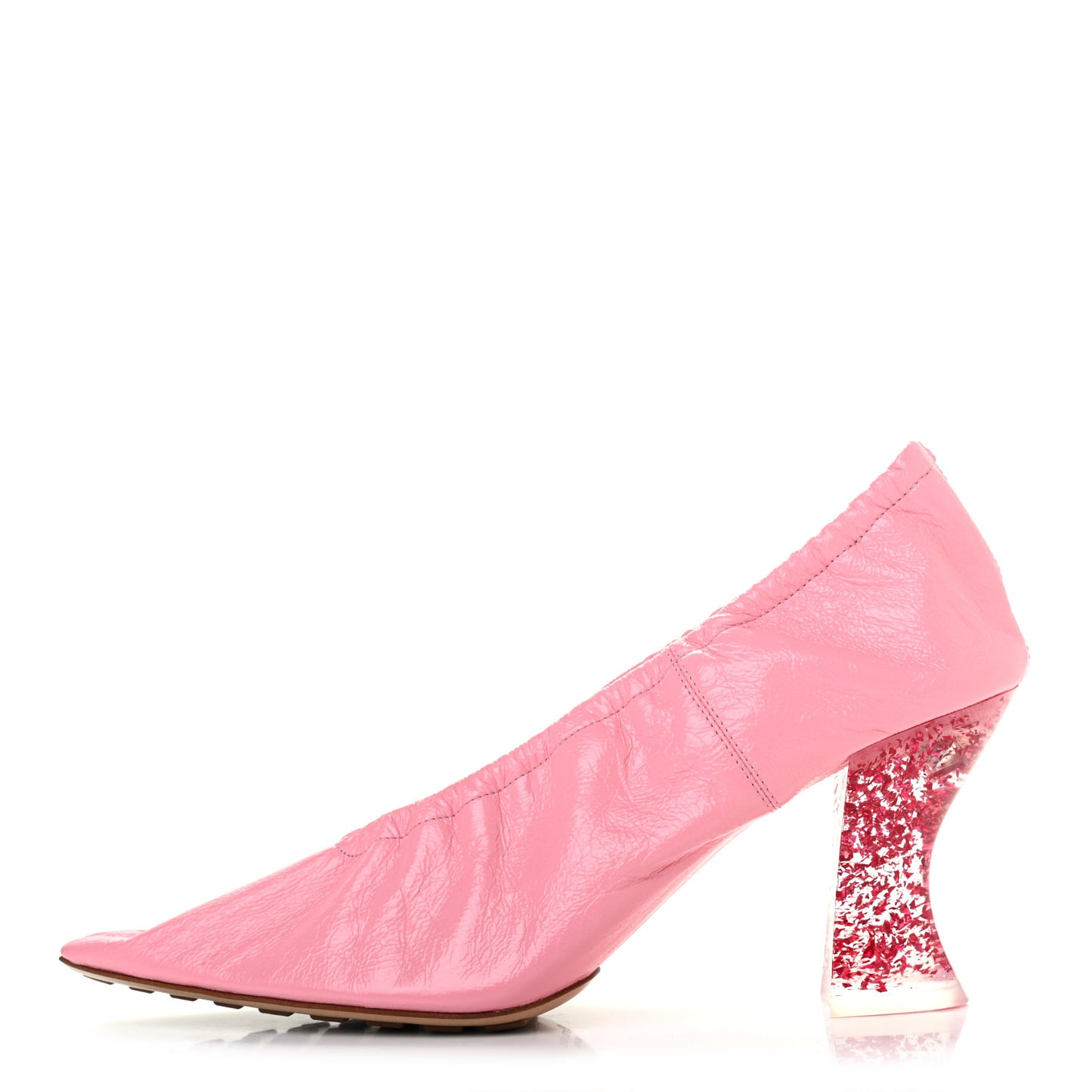 Crushed Nappa Glitter Plexiglass Almond Pumps 39 Blossom