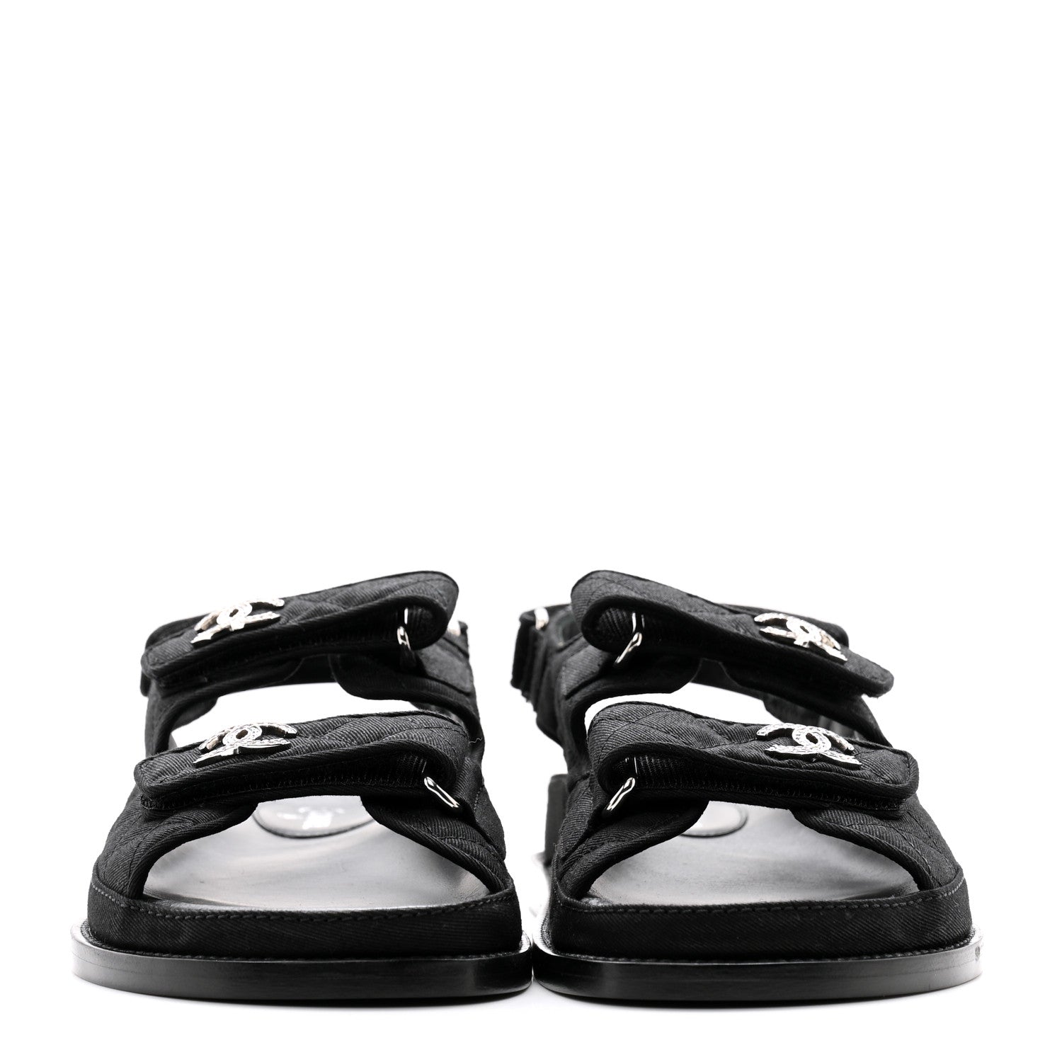 Chanel Mixed Fibers Velcro Dad Sandals 38 Black 38 Black 2 of 9
